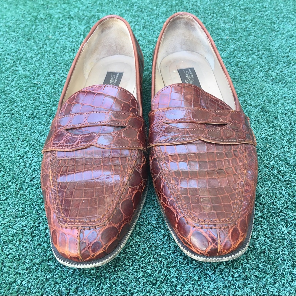 Sesto Meucci Vintage Crocodile Leather Loafer Luggage 9.5 - Picture 5 of 16